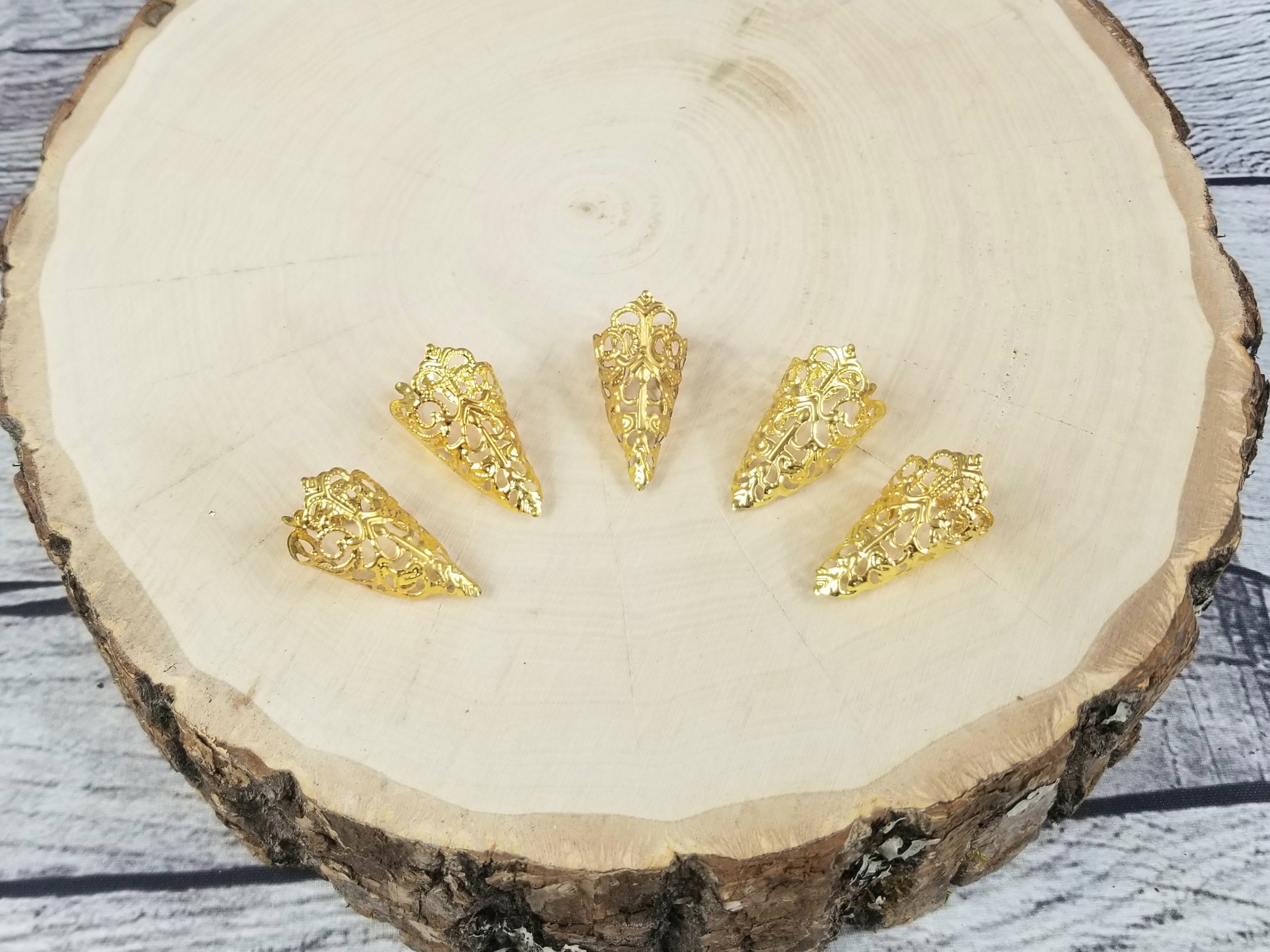 Gold Nail Claws - Filigree Claw Nail Armor - Witchy Gifts - Handmade Nails