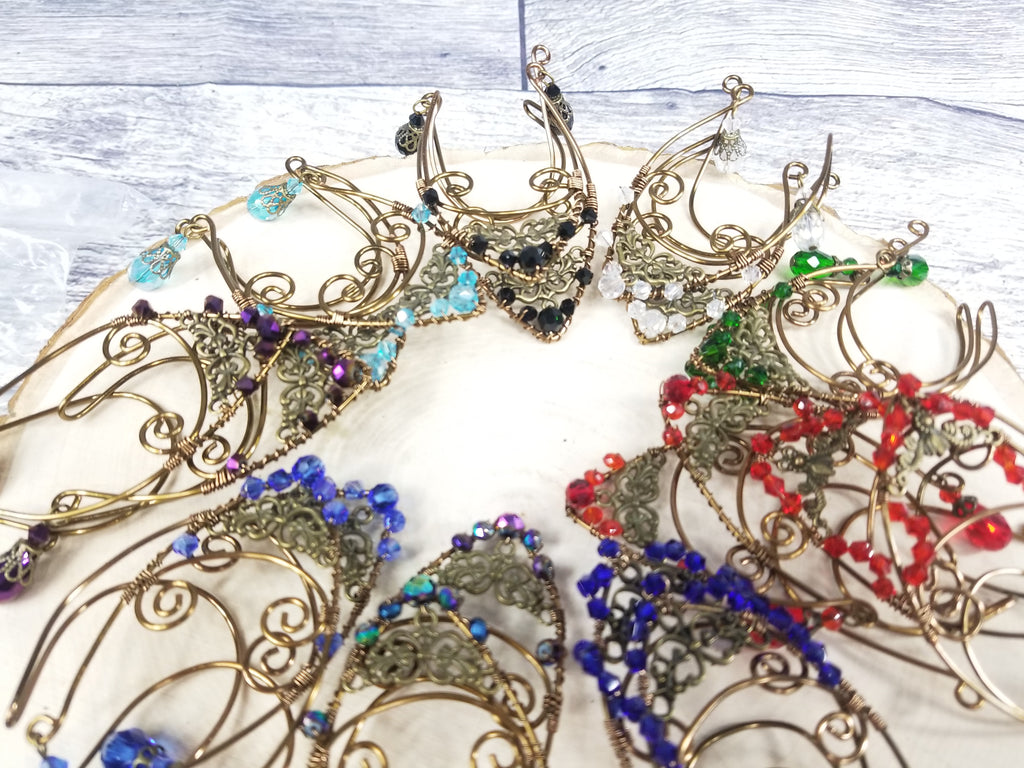 Gold Jeweled Filigree Elven Ear Cuffs - Custom Colors (Copy)