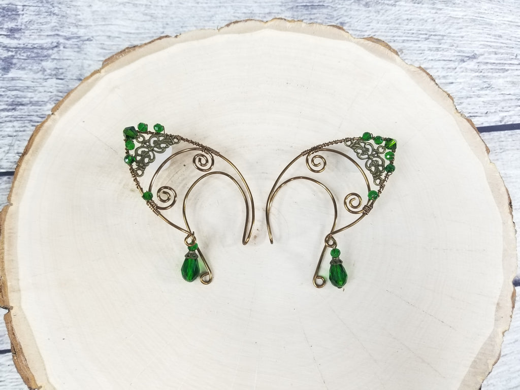 Gold Jeweled Filigree Elven Ear Cuffs - Custom Colors (Copy)