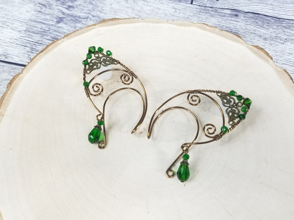 Gold Jeweled Filigree Elven Ear Cuffs - Custom Colors (Copy)