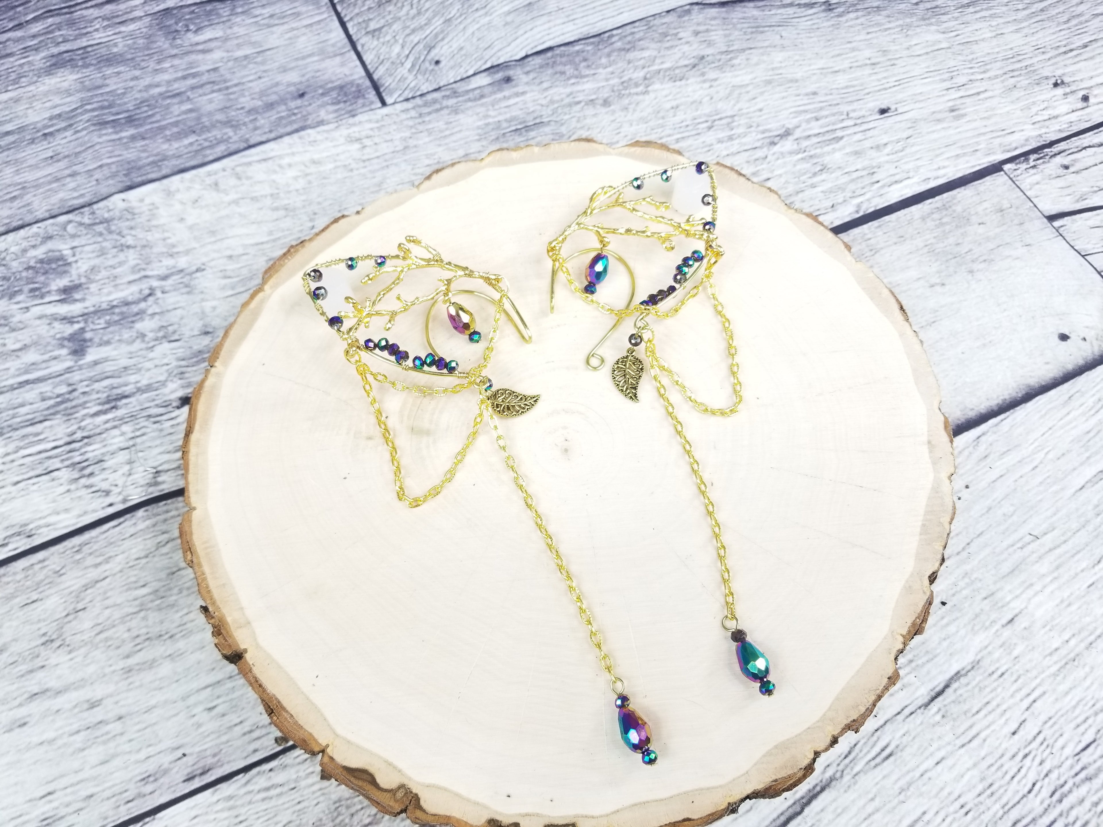 Gold Woodland Branch Elven Ear Cuffs - Custom Colors