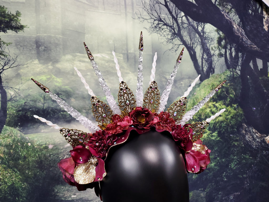Rhiannon Headpiece - A spiked filigree and floral Halo