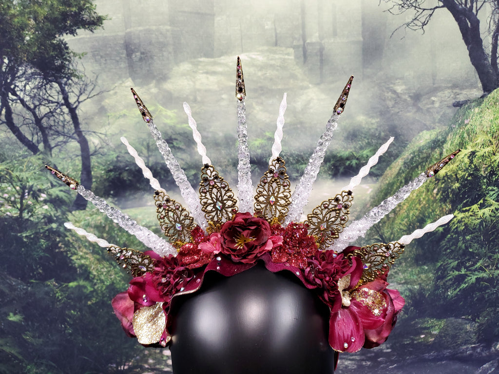Rhiannon Headpiece - A spiked filigree and floral Halo