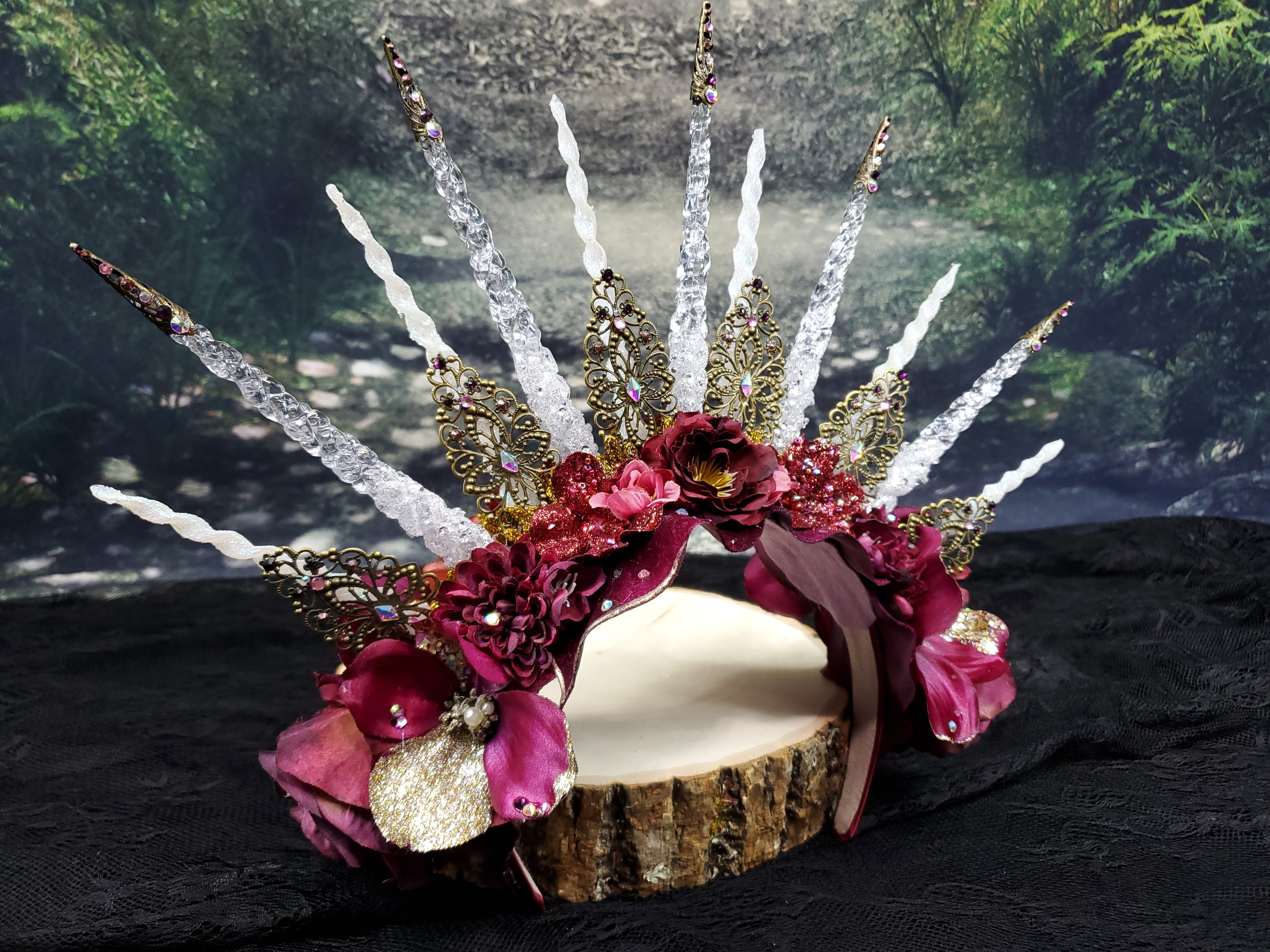 Rhiannon Headpiece - A spiked filigree and floral Halo