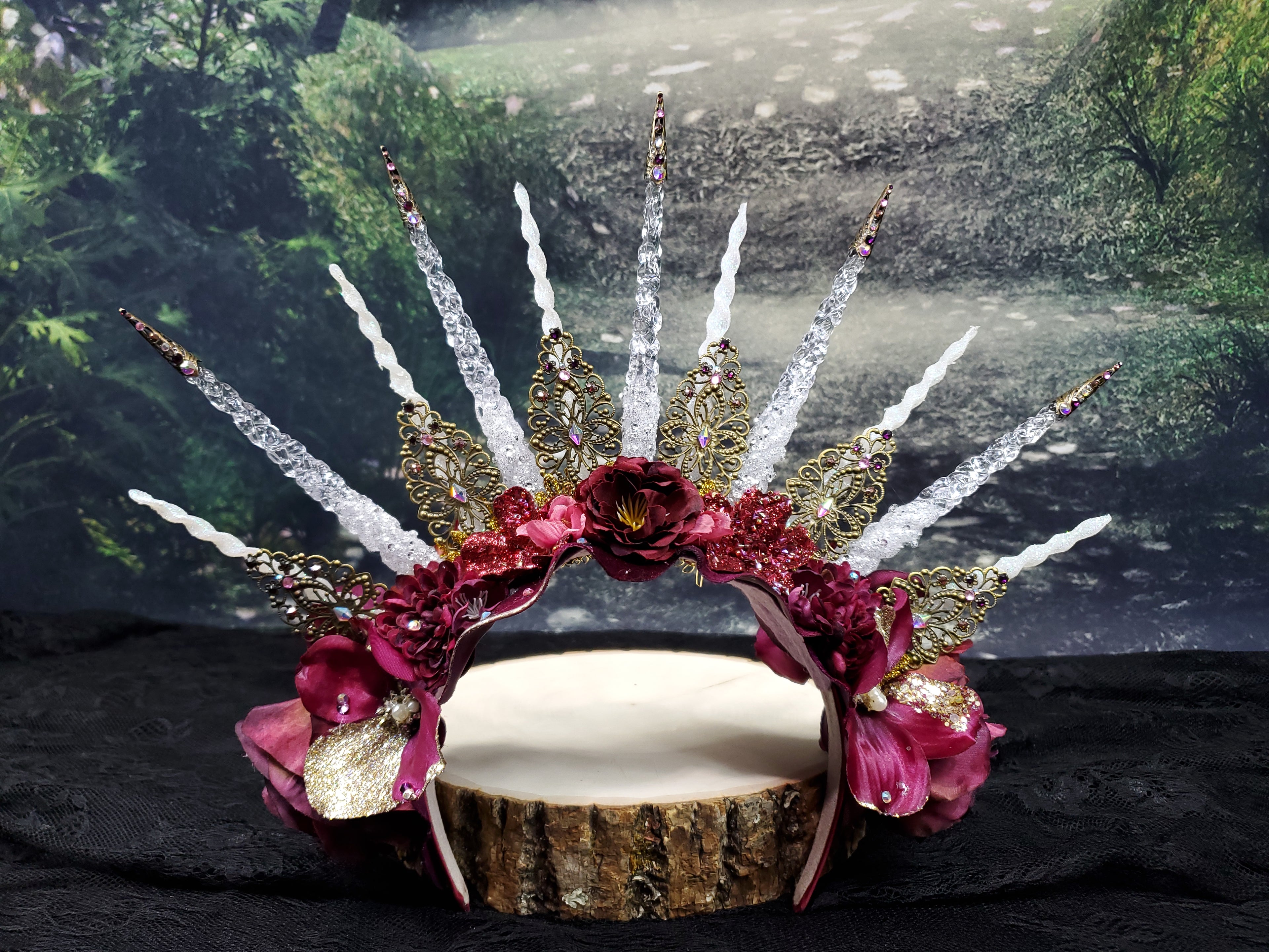 Rhiannon Headpiece - A spiked filigree and floral Halo