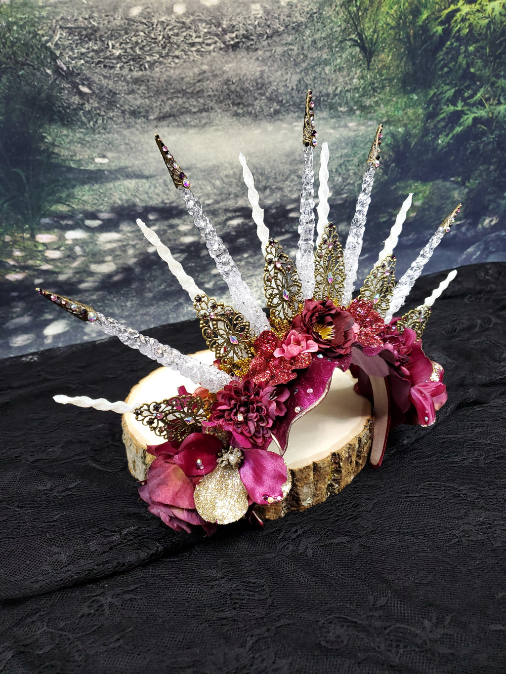 Rhiannon Headpiece - A spiked filigree and floral Halo