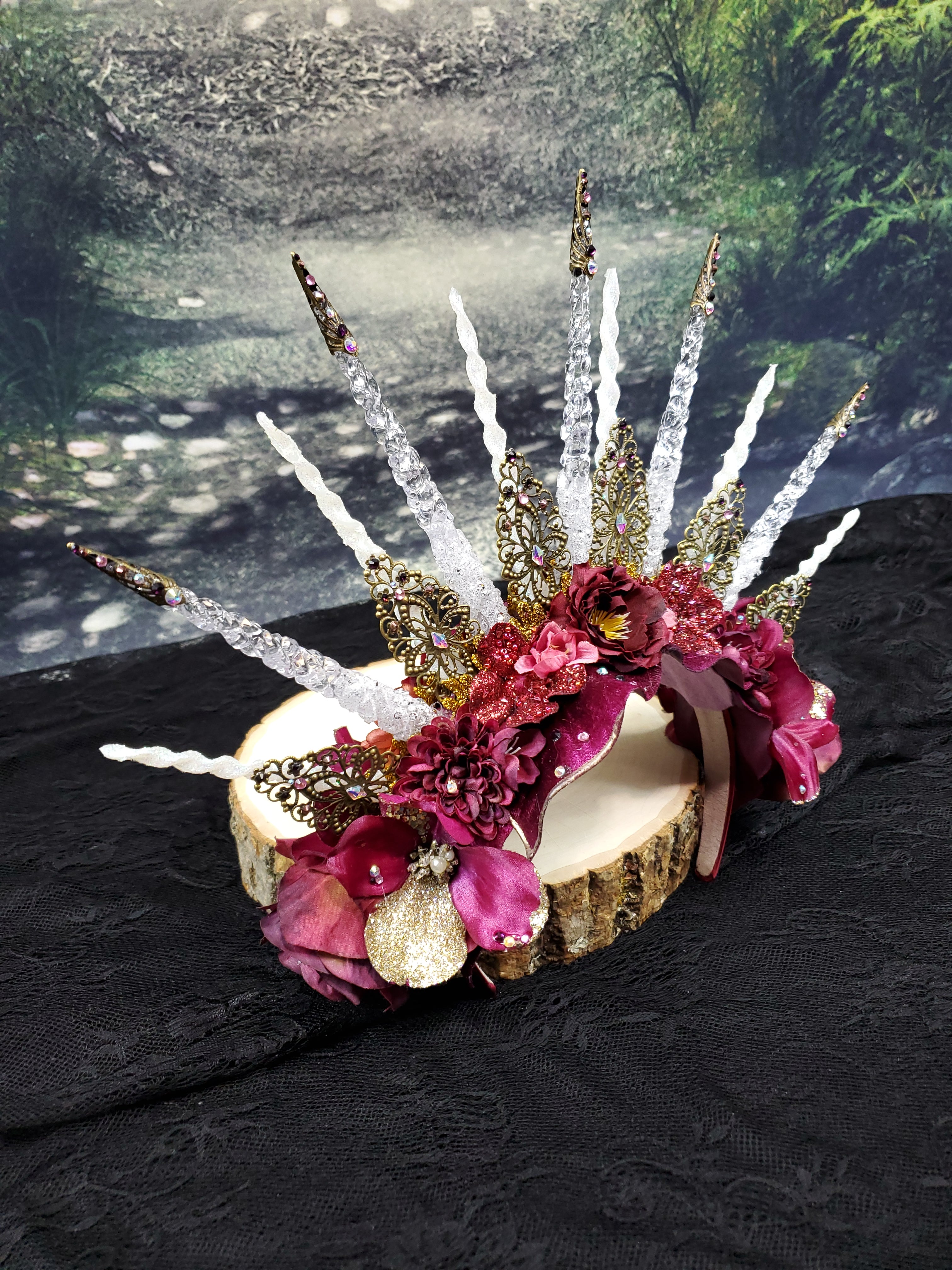 Rhiannon Headpiece - A spiked filigree and floral Halo