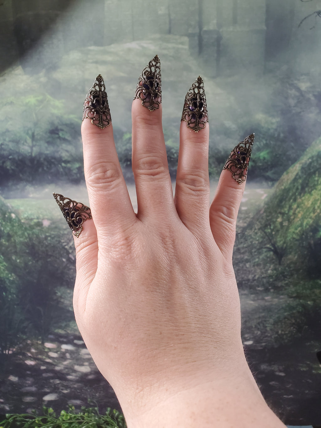 Bronze Nail Claws - Filigree Claw Nail Armor - Witchy Gifts - Handmade Nails