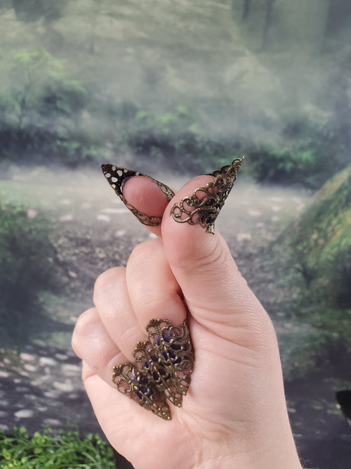 Bronze Nail Claws - Filigree Claw Nail Armor - Witchy Gifts - Handmade Nails