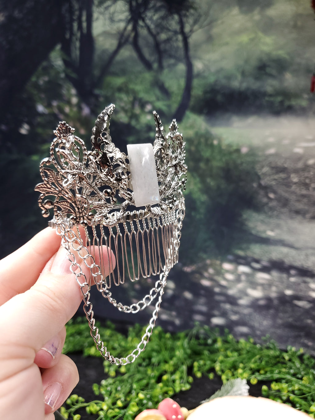 Crescent Moon and Chain Hair Comb