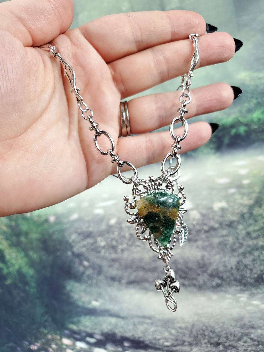 Moss and Mushrooms - A Moss Agate Necklaces