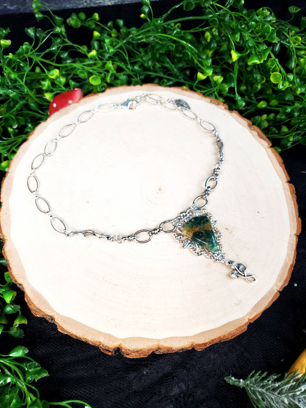 Moss and Mushrooms - A Moss Agate Necklaces