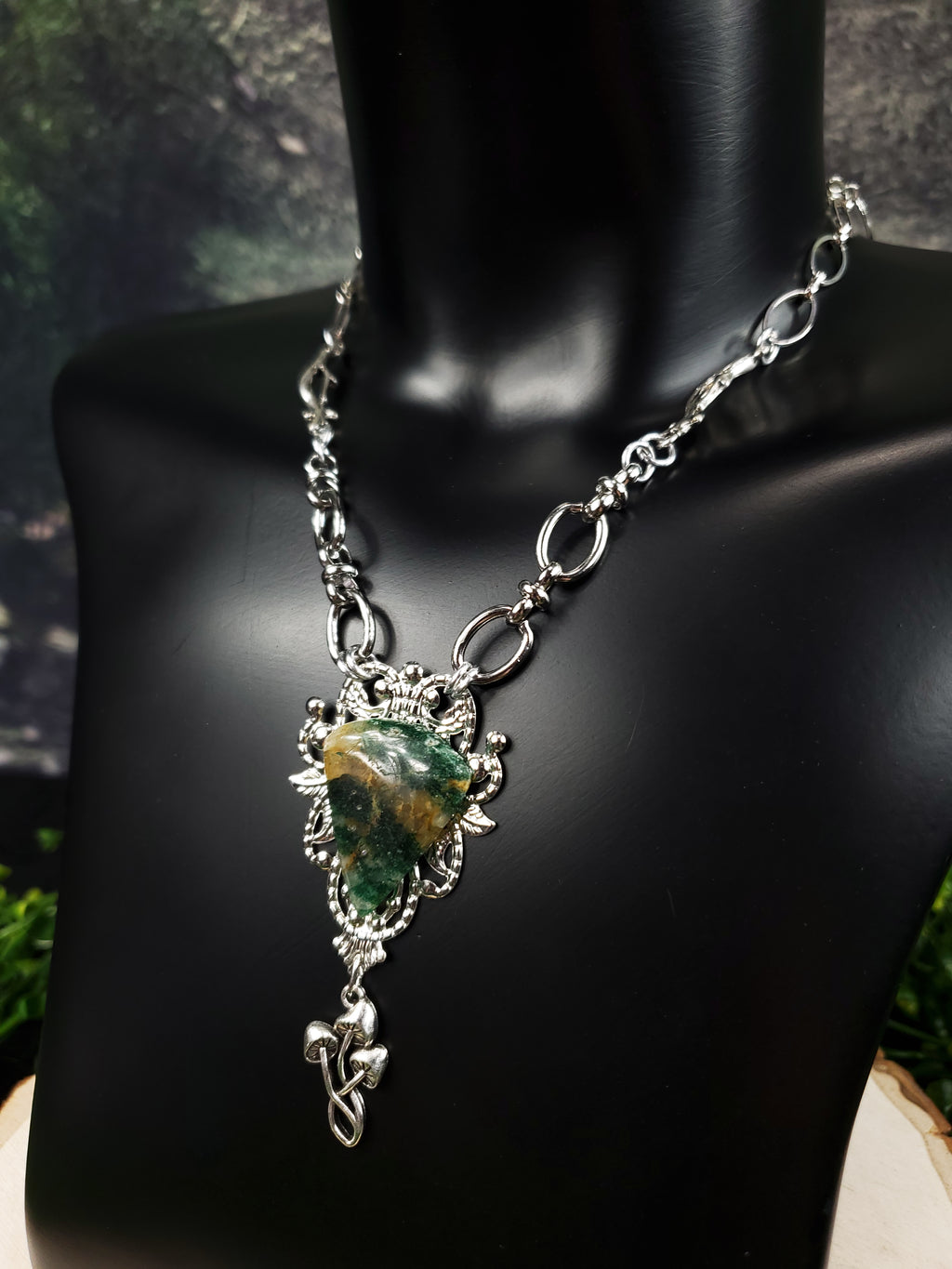 Moss and Mushrooms - A Moss Agate Necklaces