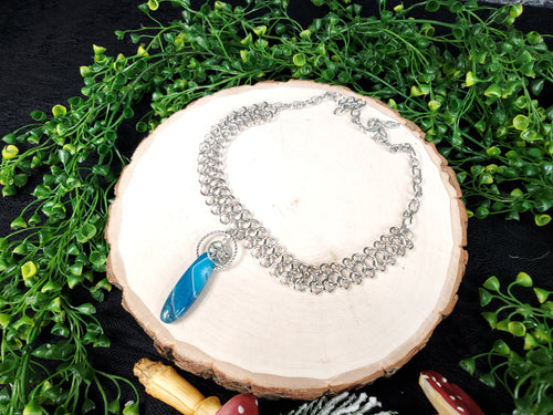Blue Agate Chainmail Choker