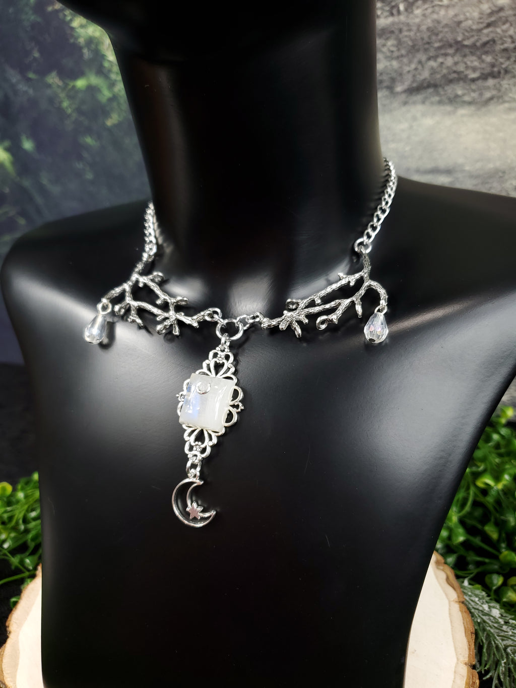 Moonbeams and Branches - Moonstone Necklaces