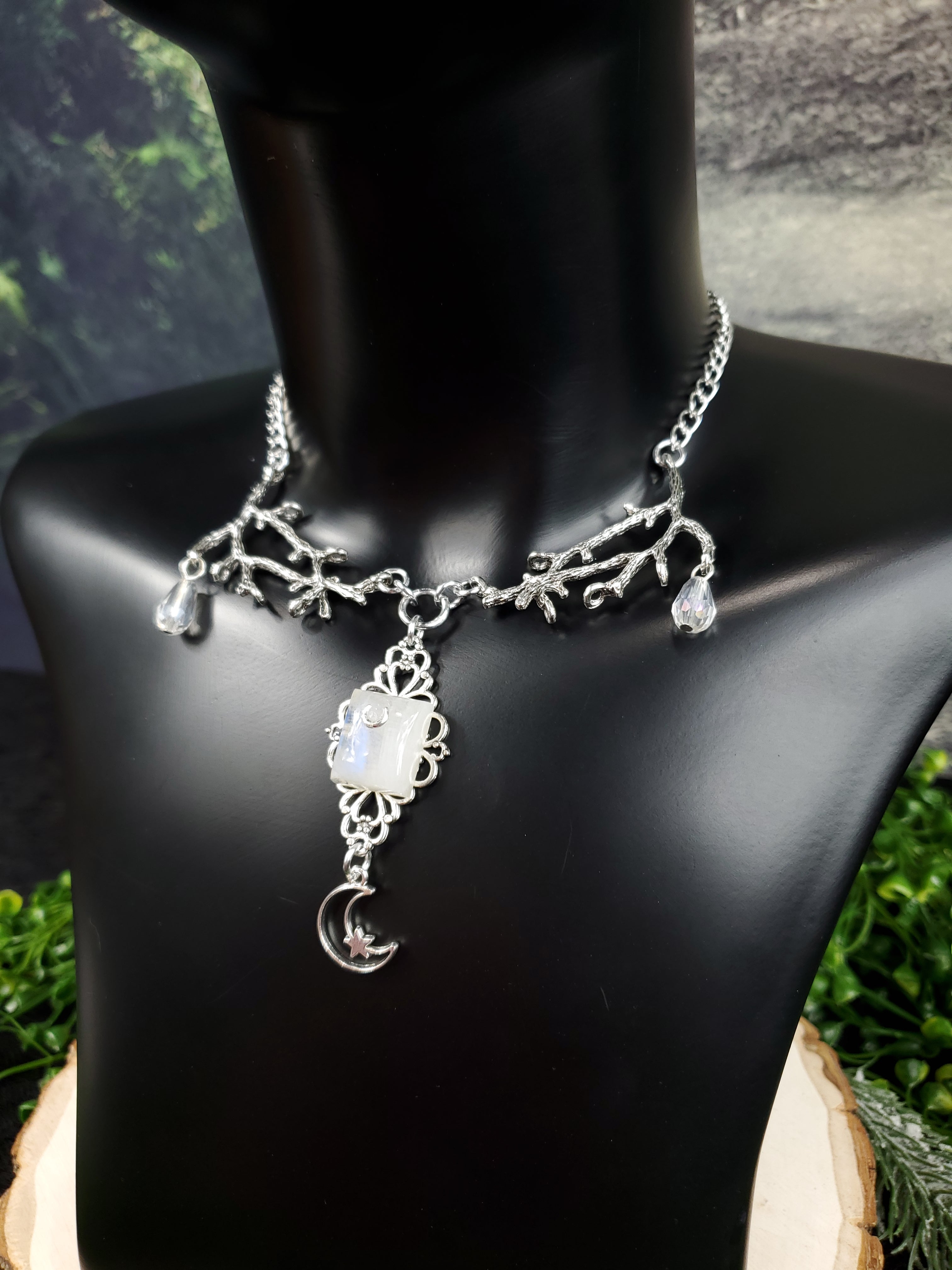 Moonbeams and Branches - Moonstone Necklaces