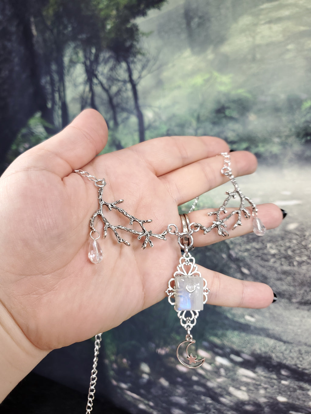 Moonbeams and Branches - Moonstone Necklaces