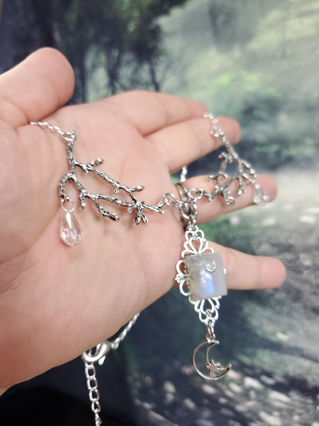 Moonbeams and Branches - Moonstone Necklaces