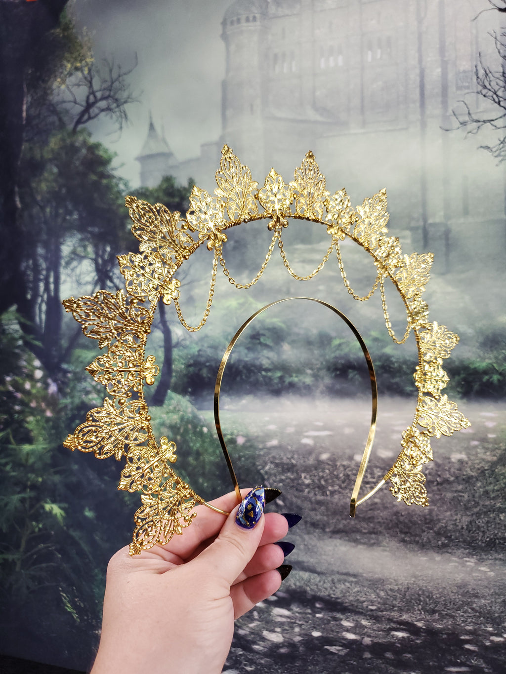 Gold Lace Filigree Goddess Halo
