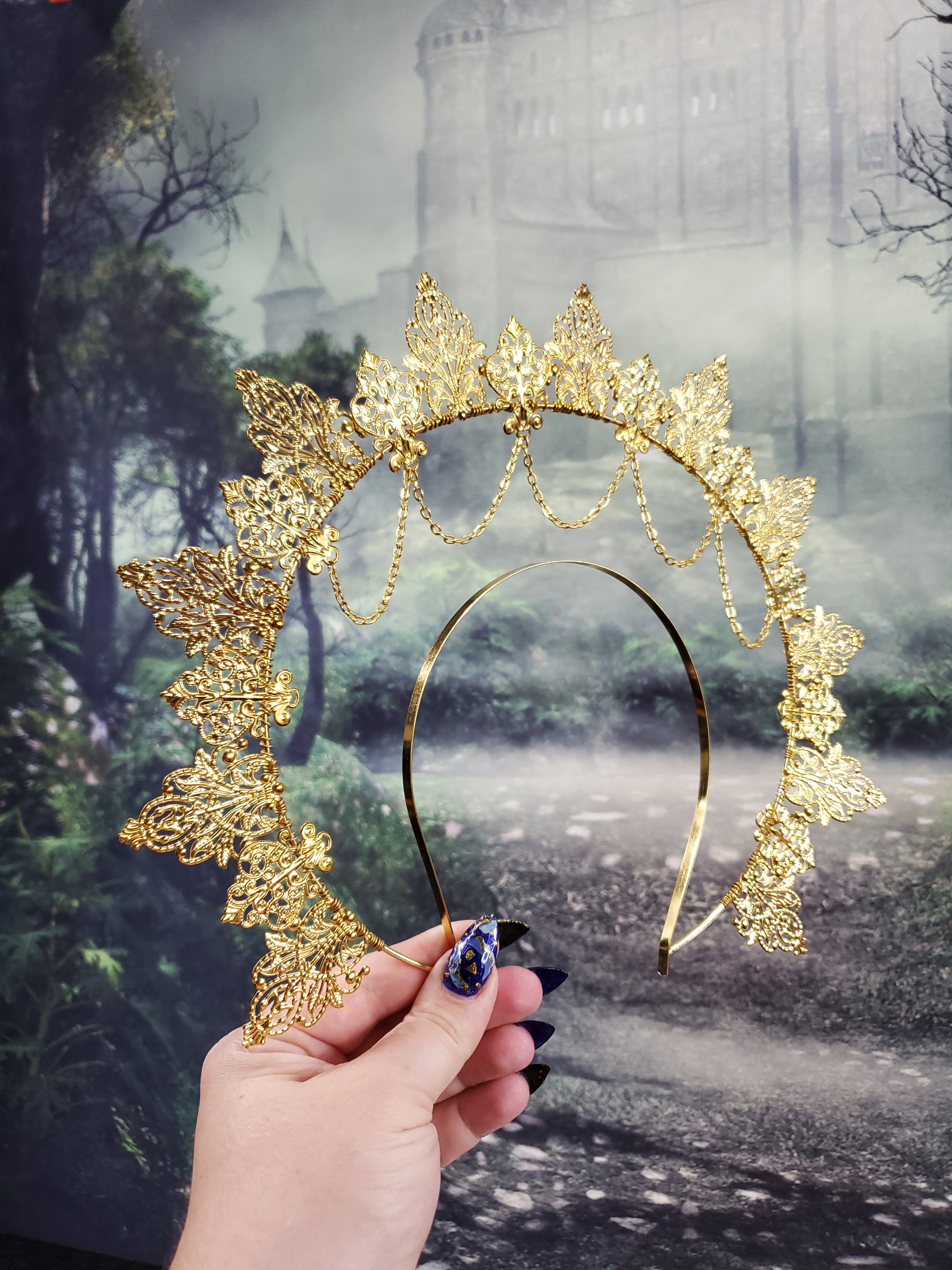 Gold Lace Filigree Goddess Halo