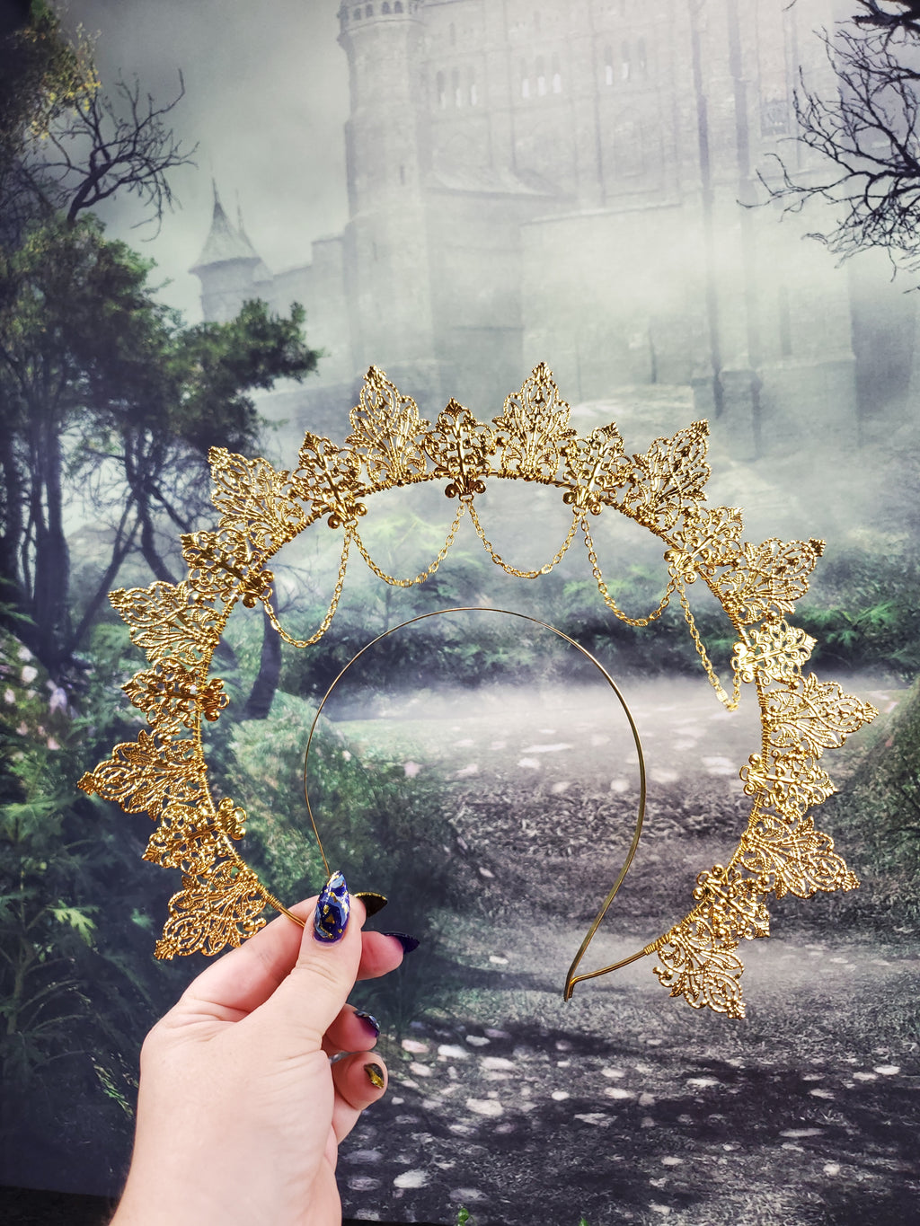 Gold Lace Filigree Goddess Halo