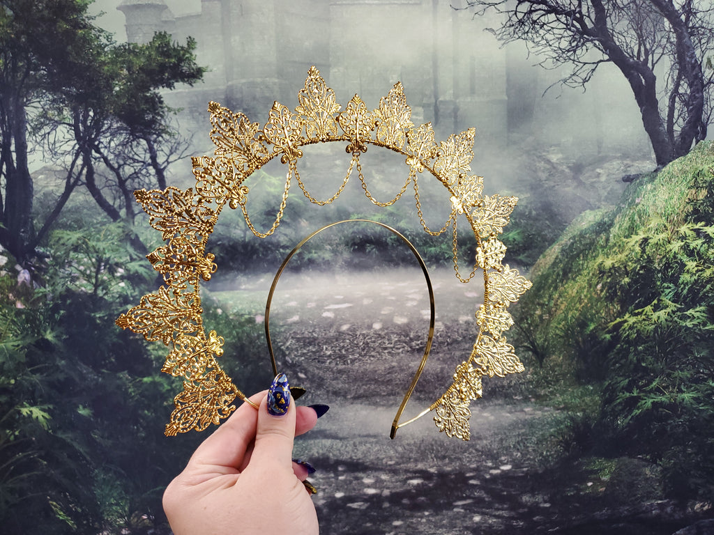 Gold Lace Filigree Goddess Halo