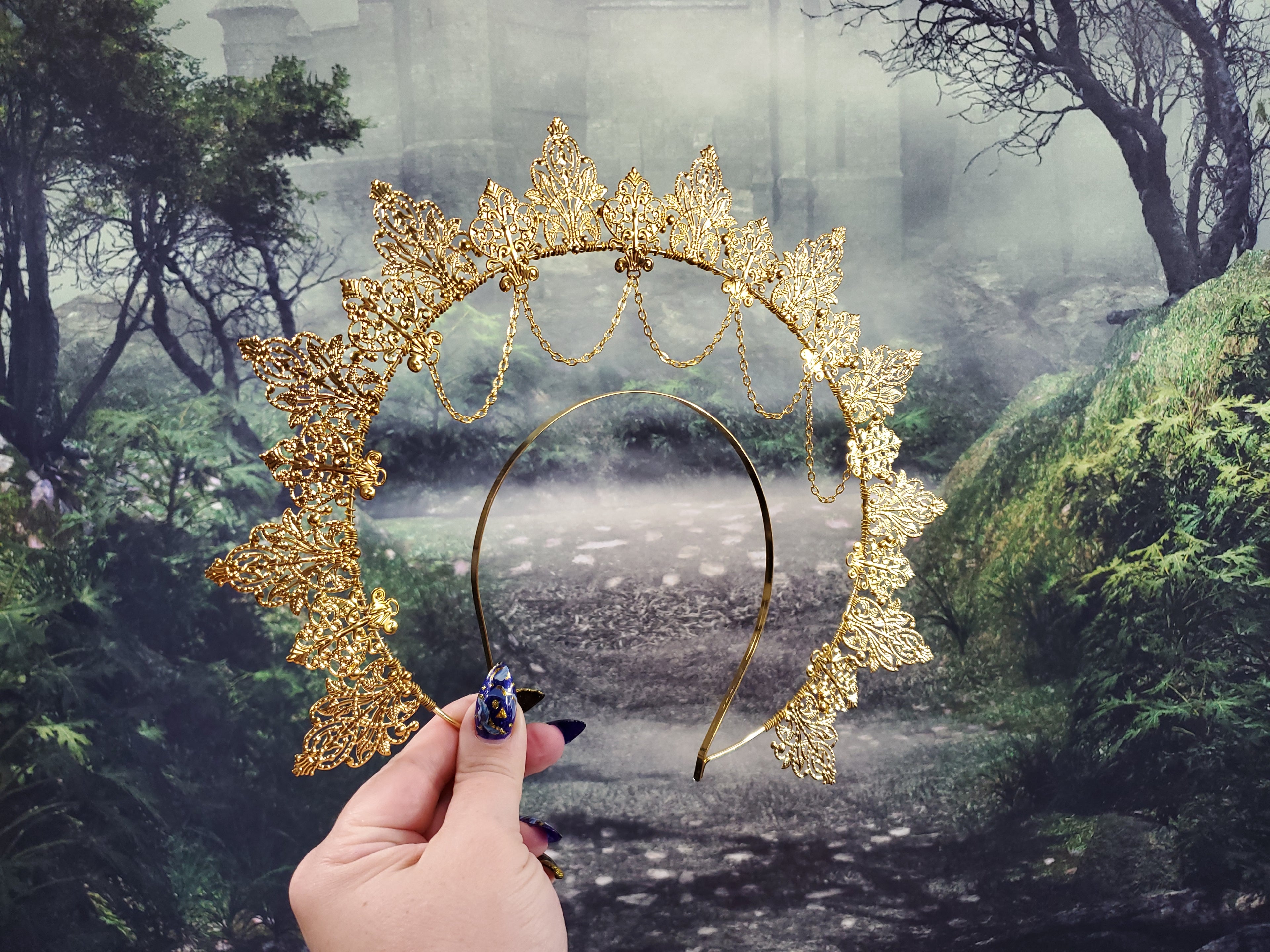 Gold Lace Filigree Goddess Halo