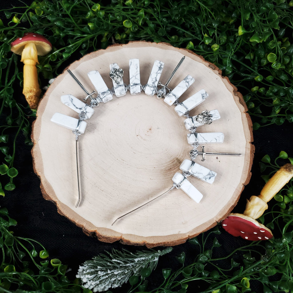 Lady Knight in Howlite - Crystal Halo Crown