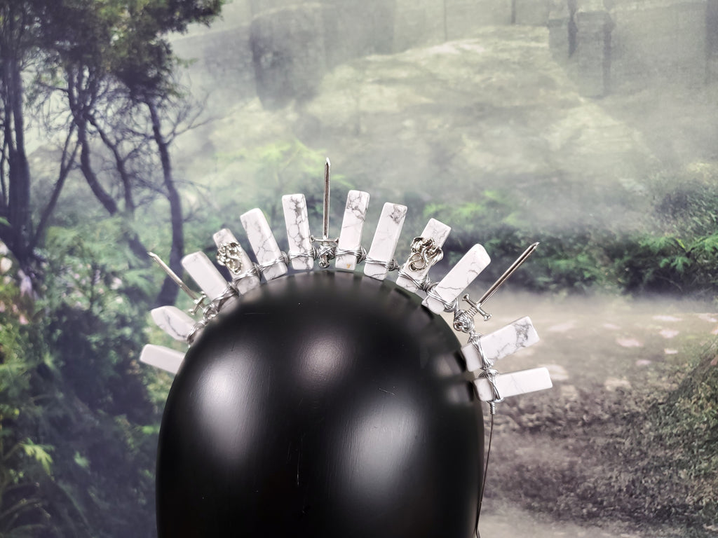 Lady Knight in Howlite - Crystal Halo Crown