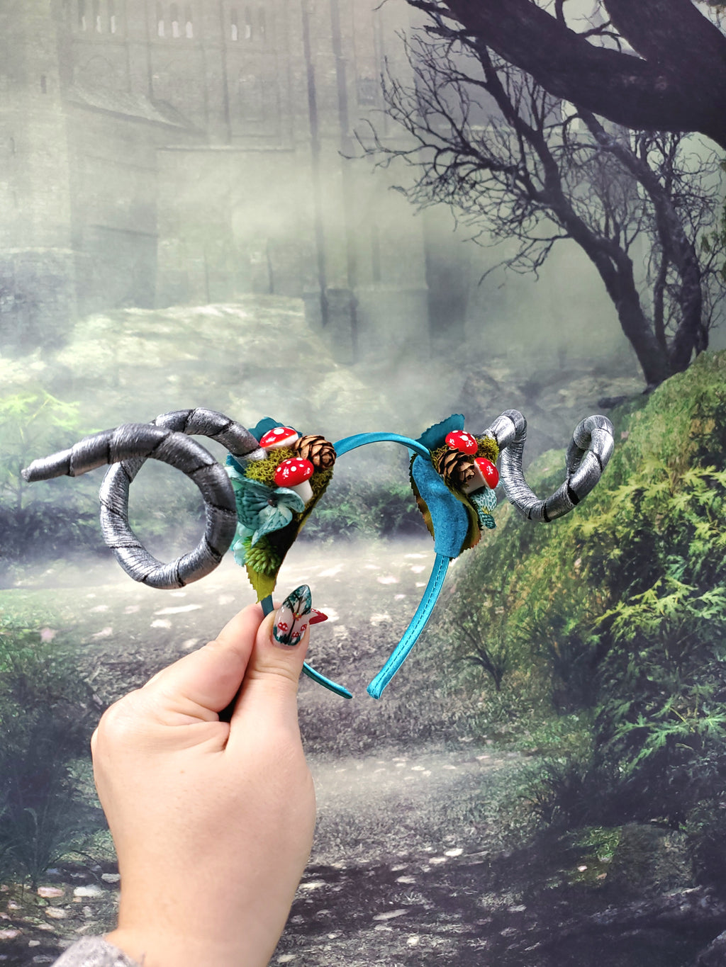 Floral Horned Headband - Mushies and Moss