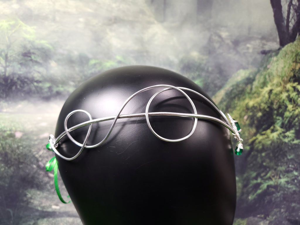 Simple Silver Elven Crown - Custom Jewel Color