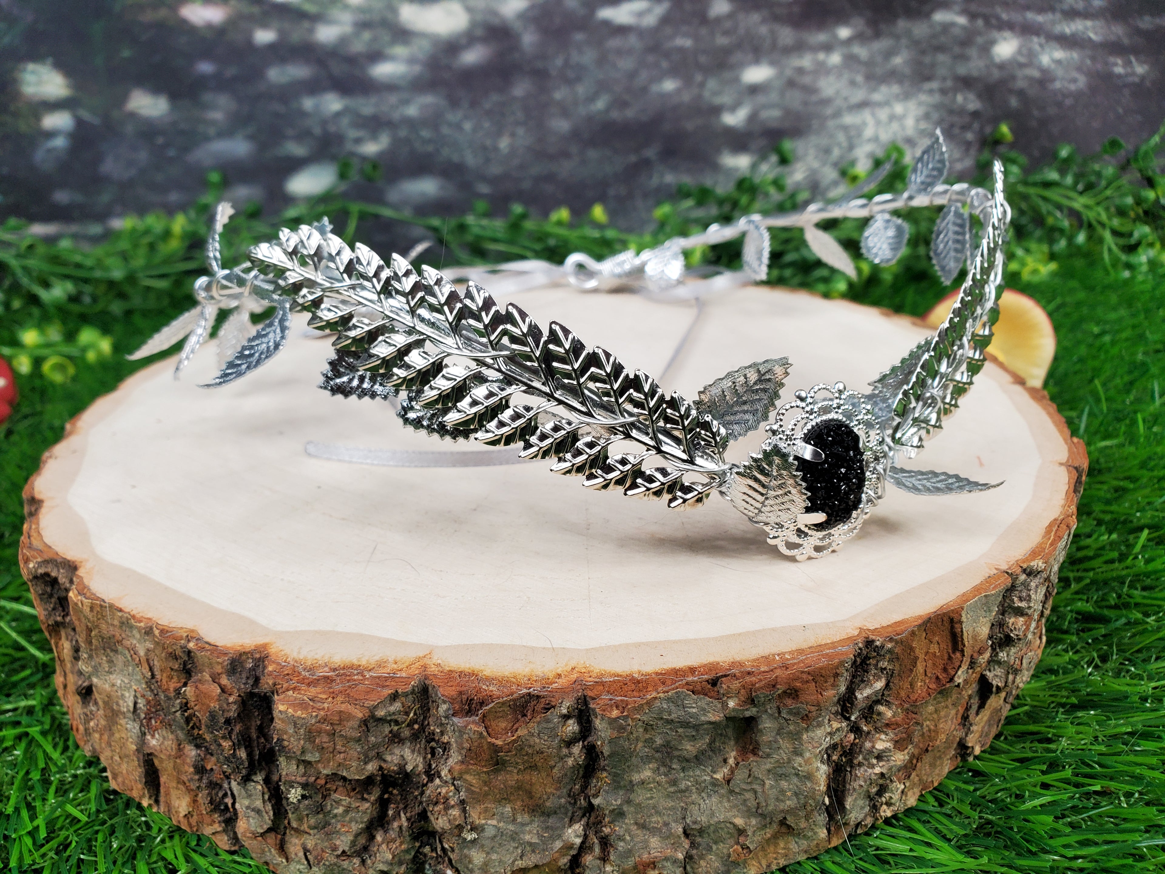 Silver Laurel Elven Circlet, Goddess Tiara Crown