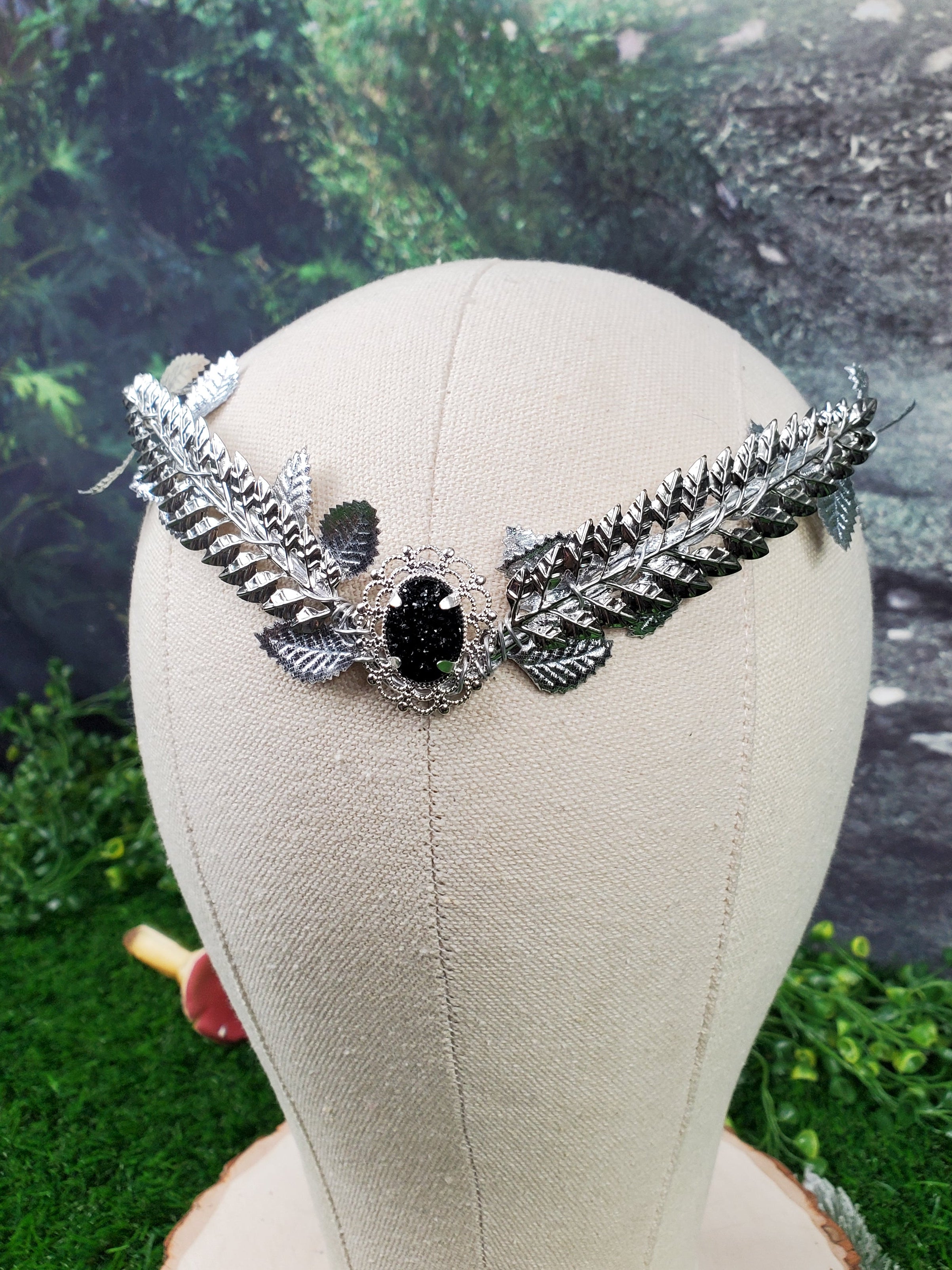 Silver Laurel Elven Circlet, Goddess Tiara Crown