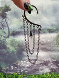 Crystal Point Ear Cuffs - Gunmetal Ear Cuffs - Dangle Chain Earring