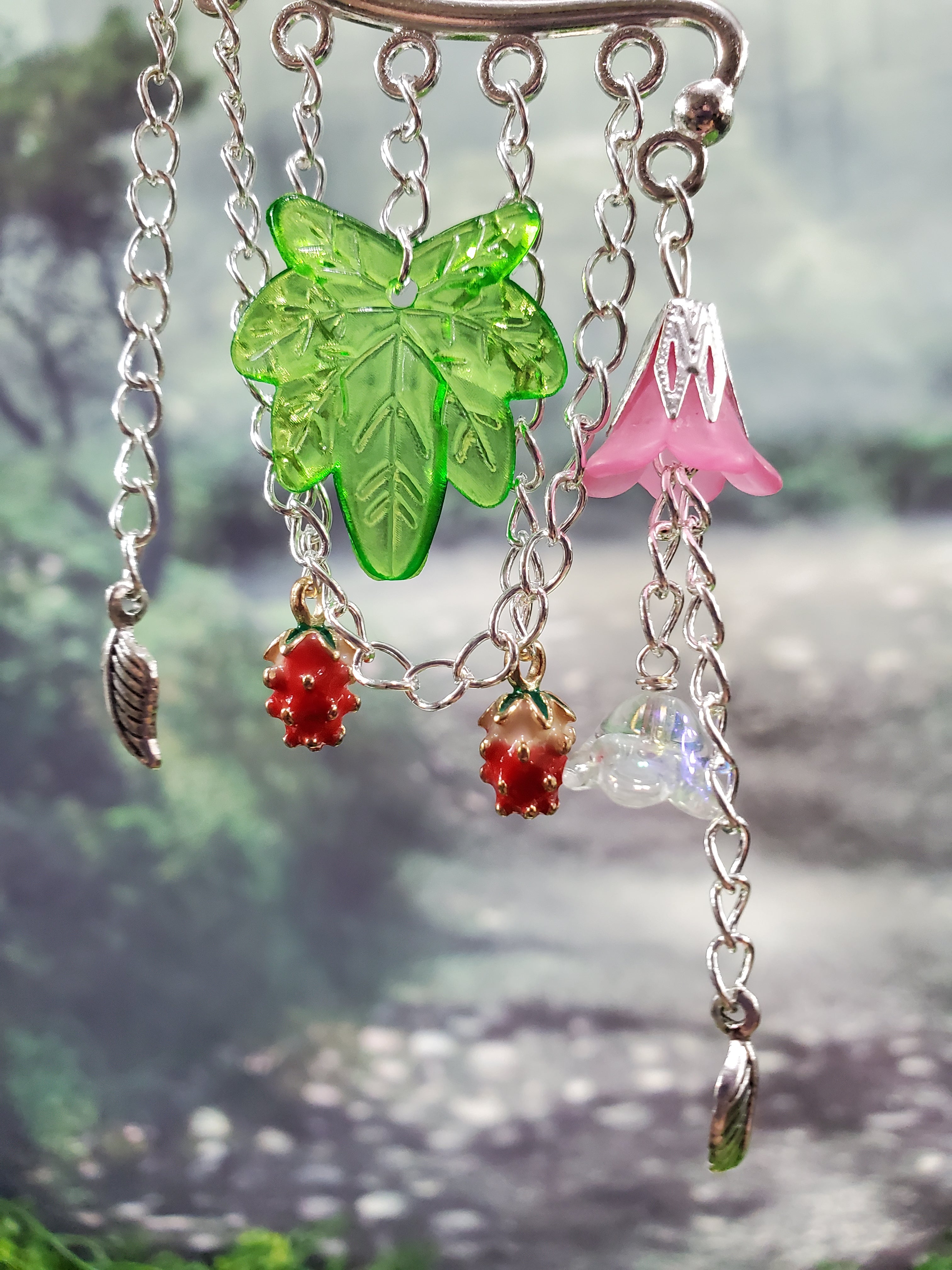 Silver Strawberry Supreme Ear Cuff - Dangle Chain Earring