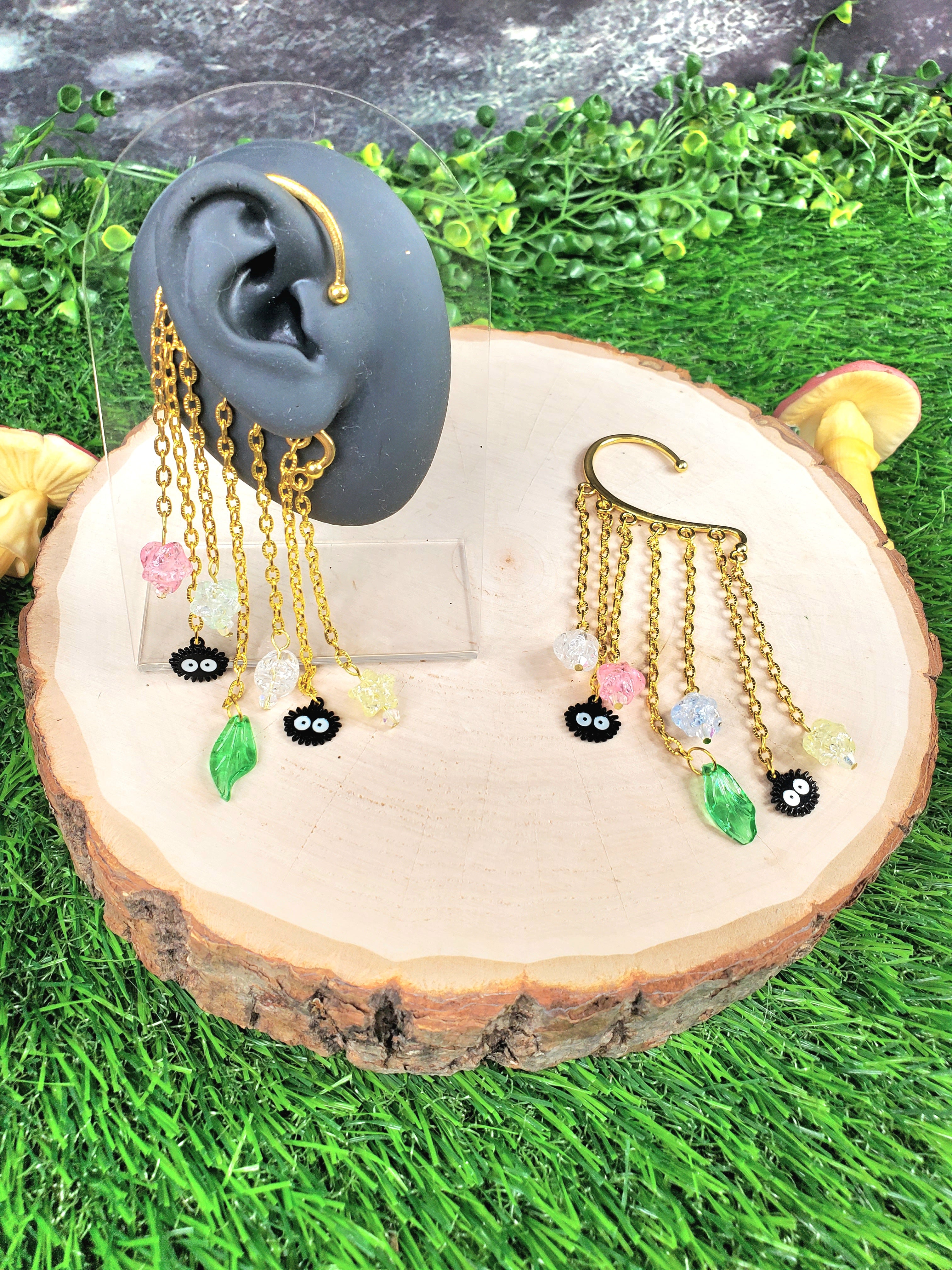 Soot Sprite Ear Cuff in Gold - Dust Bunny Dangle Chain