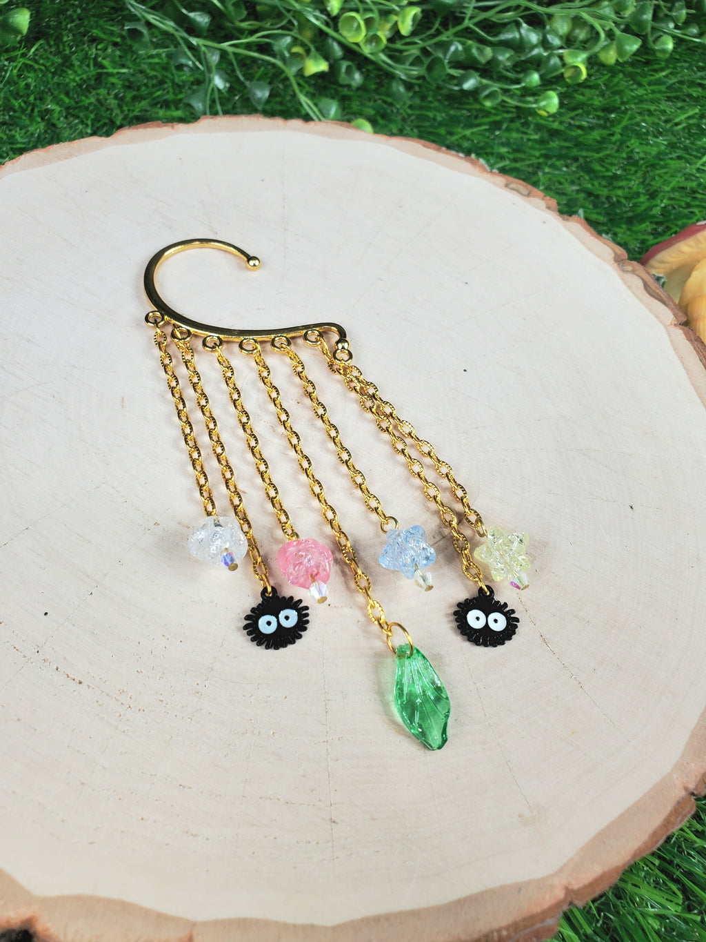 Soot Sprite Ear Cuff in Gold - Dust Bunny Dangle Chain
