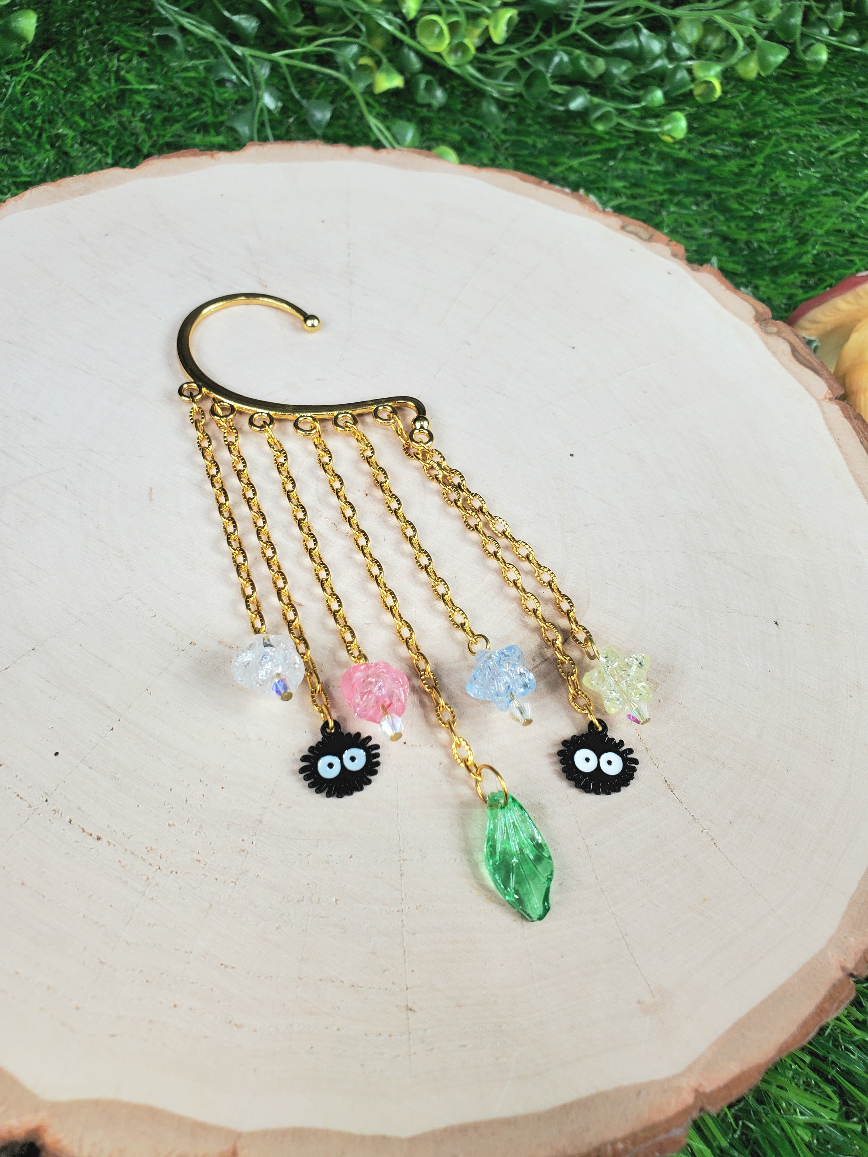 Soot Sprite Ear Cuff in Gold - Dust Bunny Dangle Chain