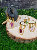 Crystal Point Ear Cuffs -Gold Ear Cuffs - Dangle Chain Earring