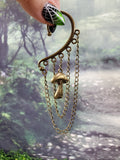 Bronze Mushroom Ear Cuff - Dangle Chain Earring
