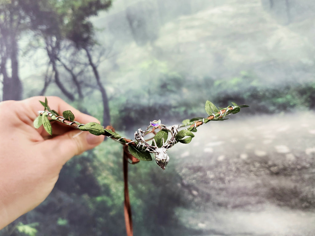 Simple Silver Stag Elven Crown