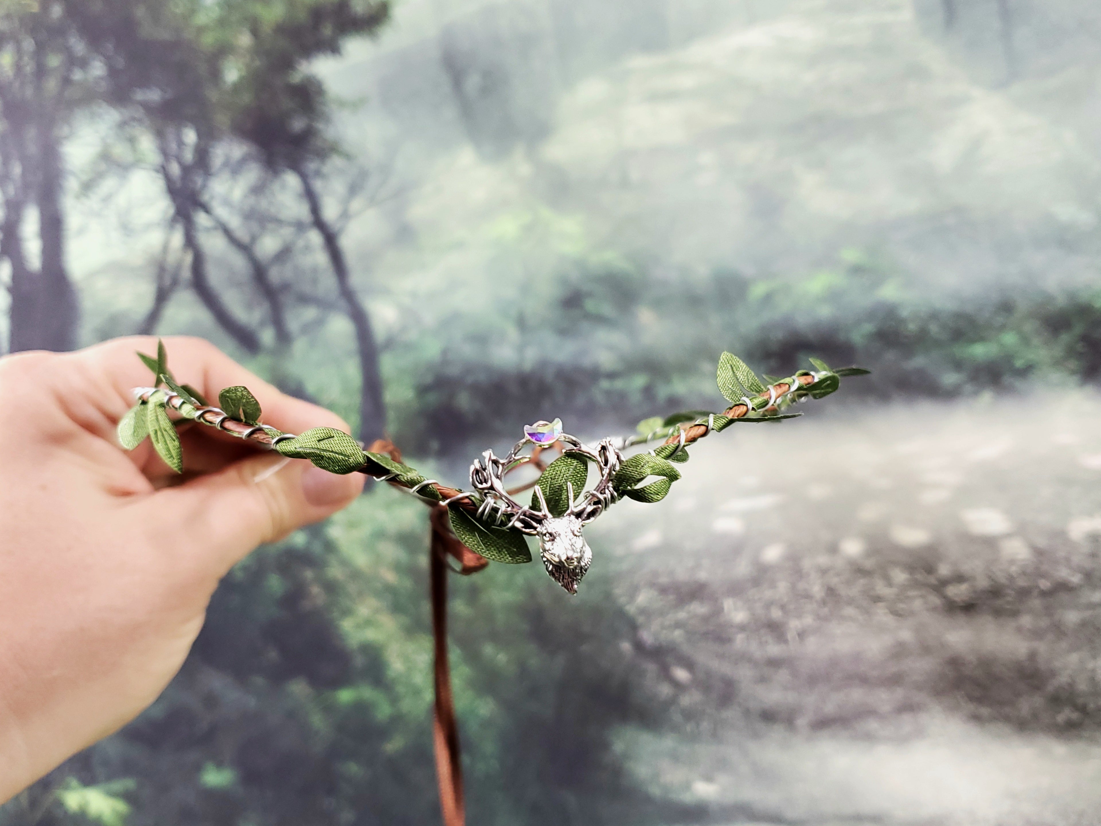 Simple Silver Stag Elven Crown