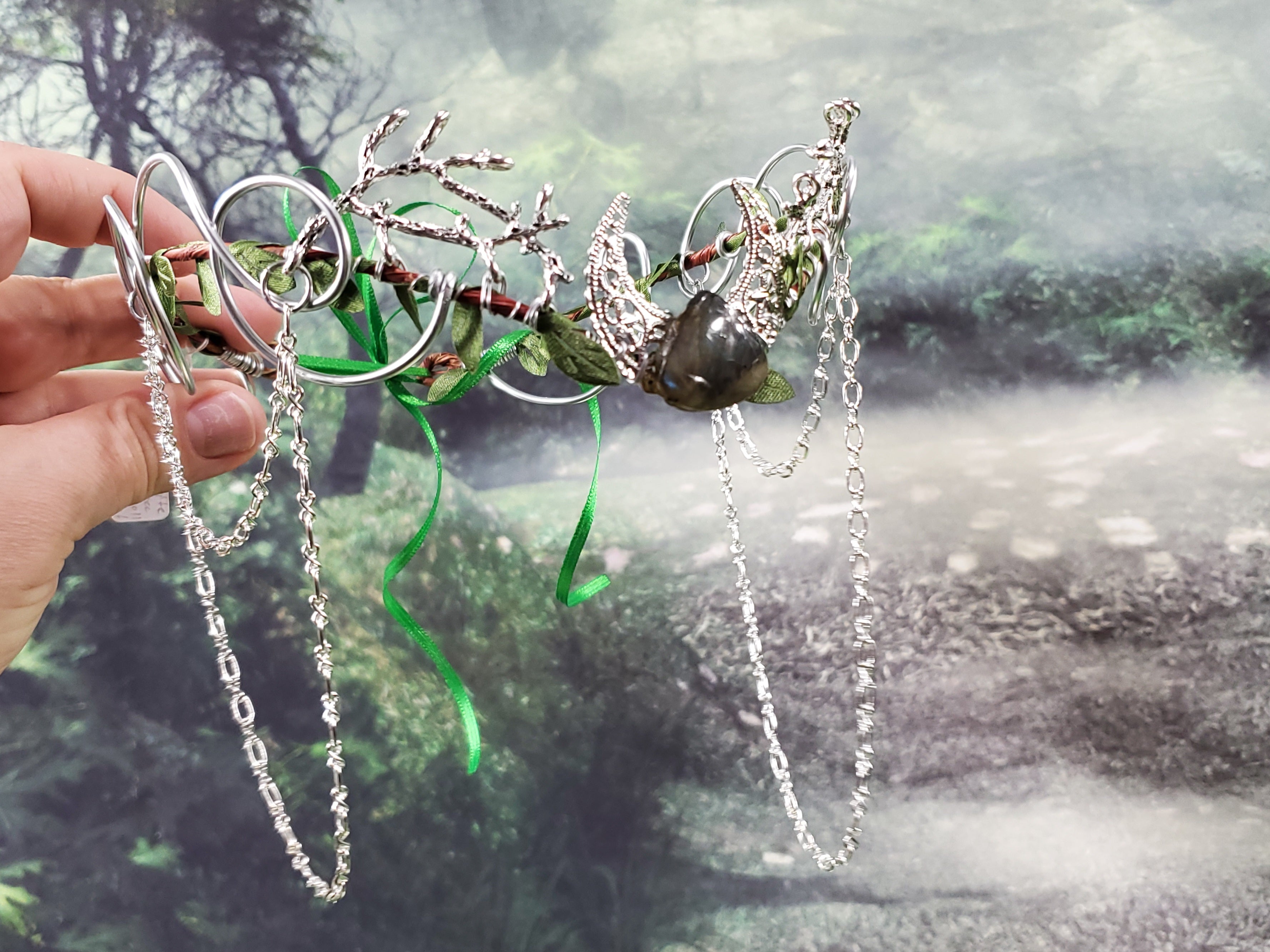 Luna- Silver Moon and Labradorite Elven Circlet
