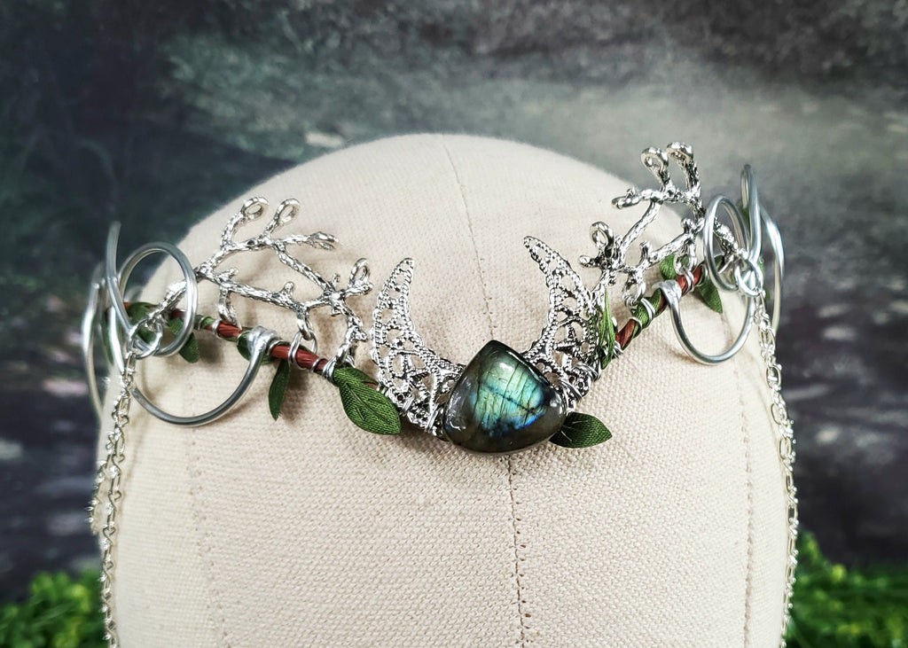 Luna- Silver Moon and Labradorite Elven Circlet