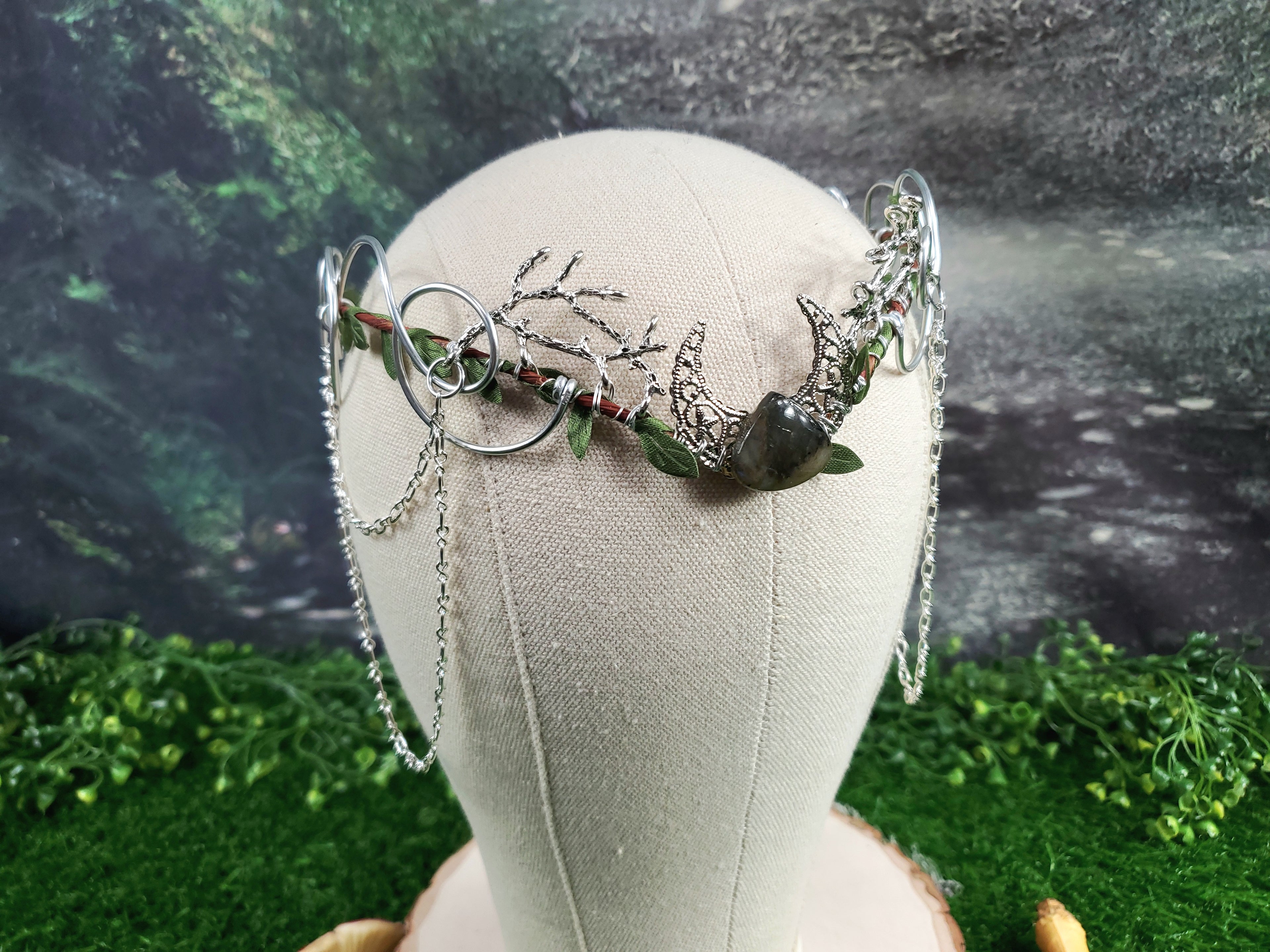 Luna- Silver Moon and Labradorite Elven Circlet