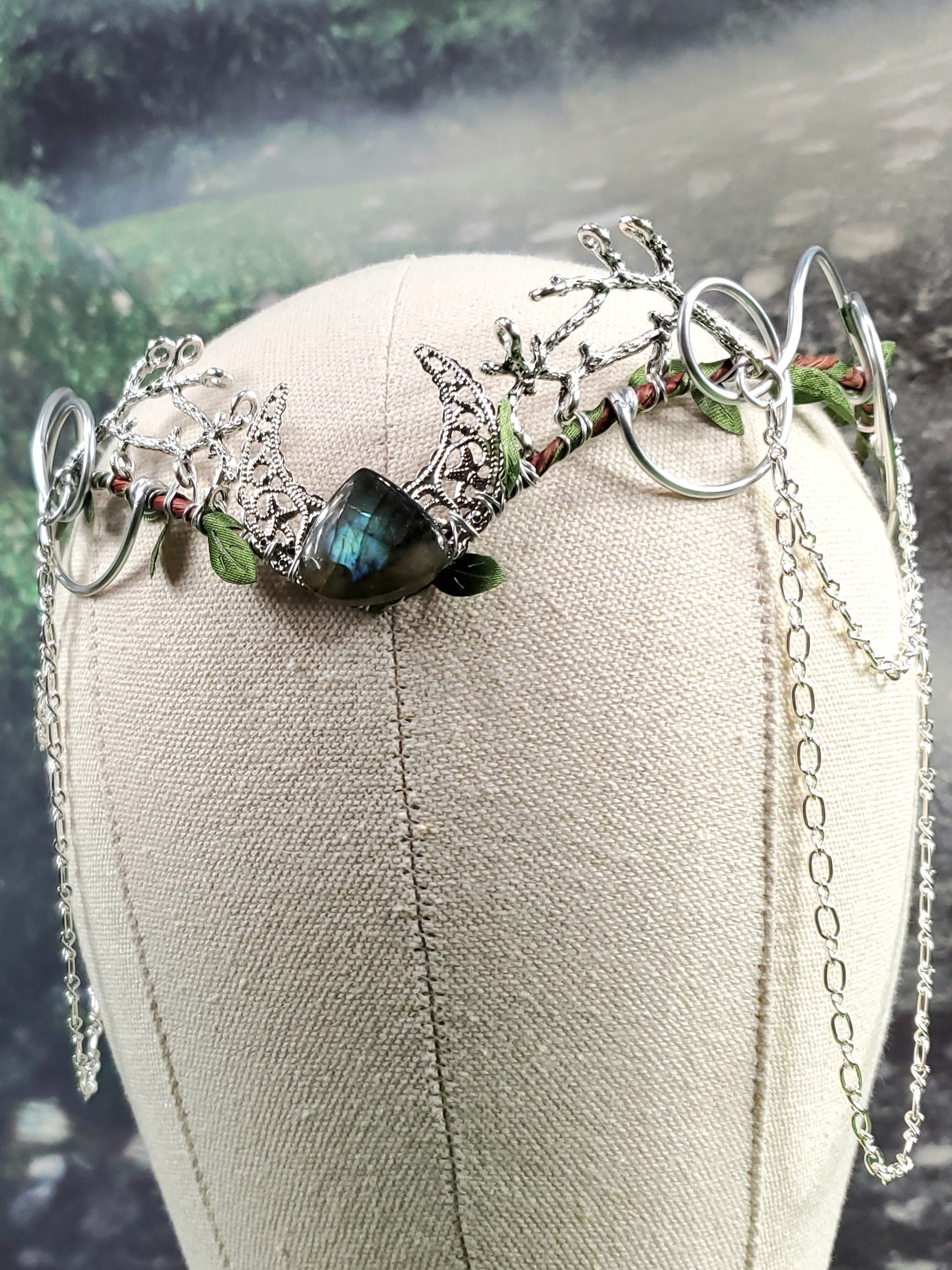 Luna- Silver Moon and Labradorite Elven Circlet