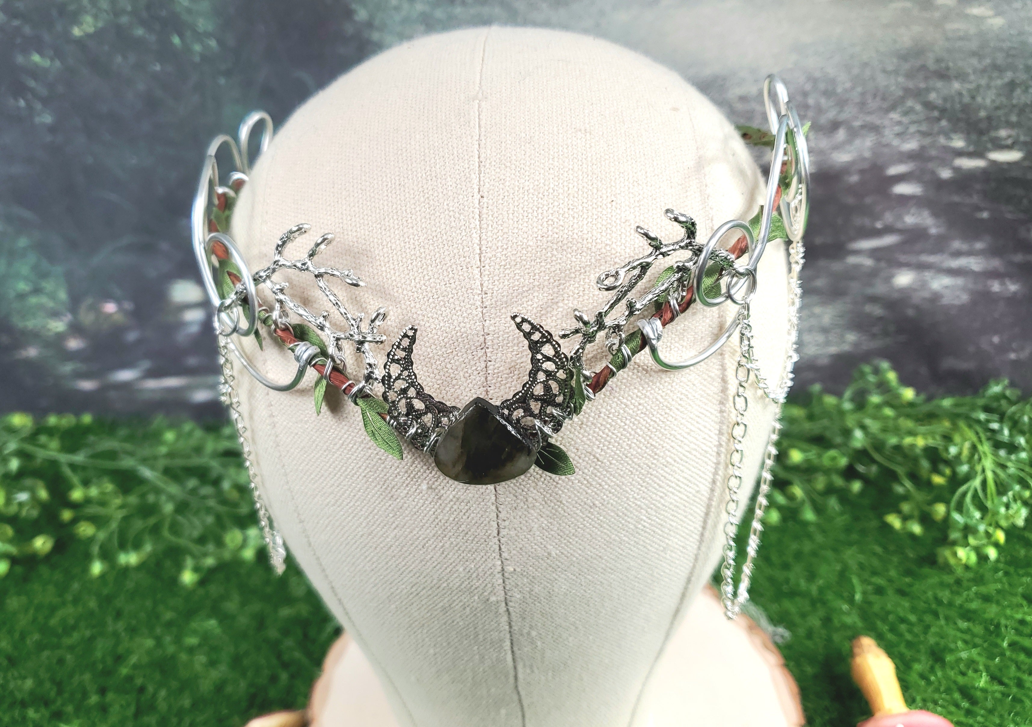 Luna- Silver Moon and Labradorite Elven Circlet
