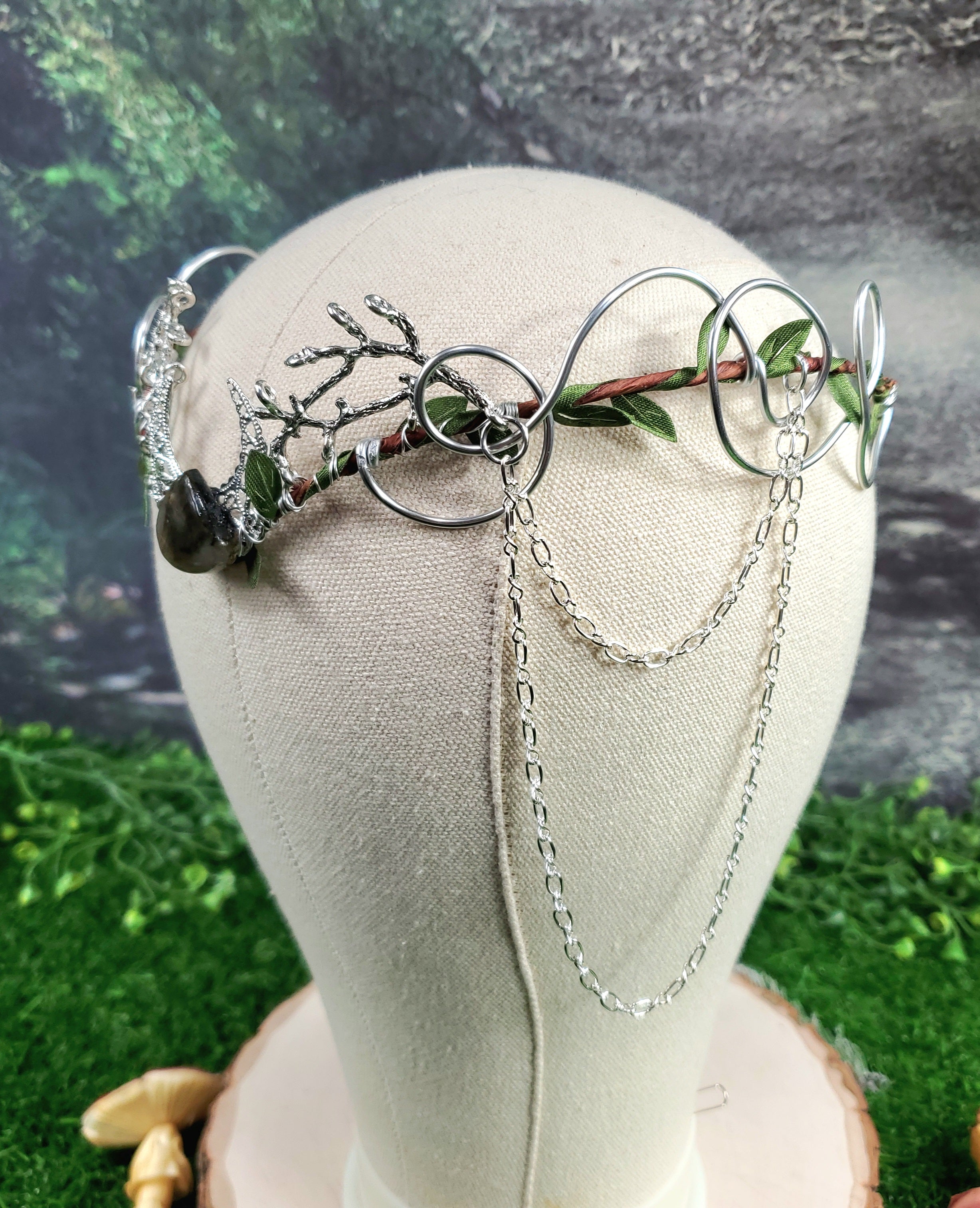 Luna- Silver Moon and Labradorite Elven Circlet