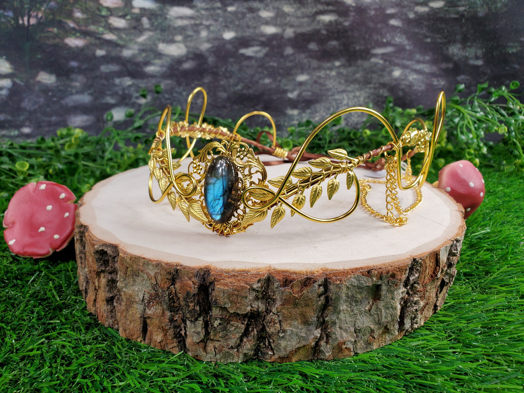 Morwenna in Gold - Labradorite Filigree Fairy Crown