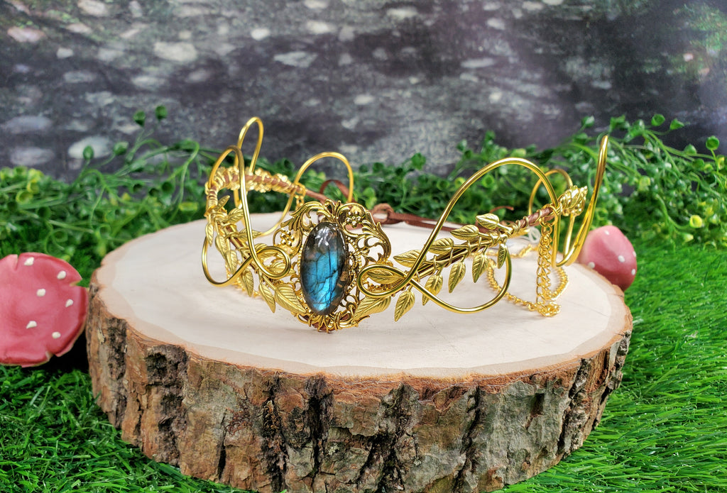 Morwenna in Gold - Labradorite Filigree Fairy Crown